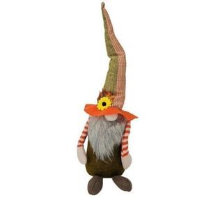 Autumn-Themed Green Scarecrow Gnome: Harvest Decor, Charming Design, Fall Accent